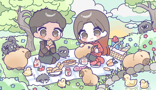 Capybara Picnic (YCH) by CilliaYori (ft. TheClassicChris)